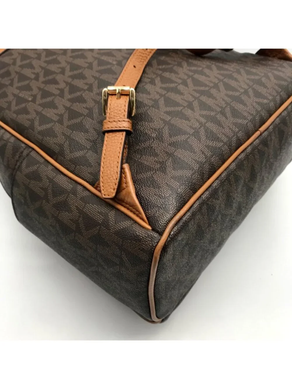 Michael Kors Brown Coated Canvas  Medium Abbey Backpack